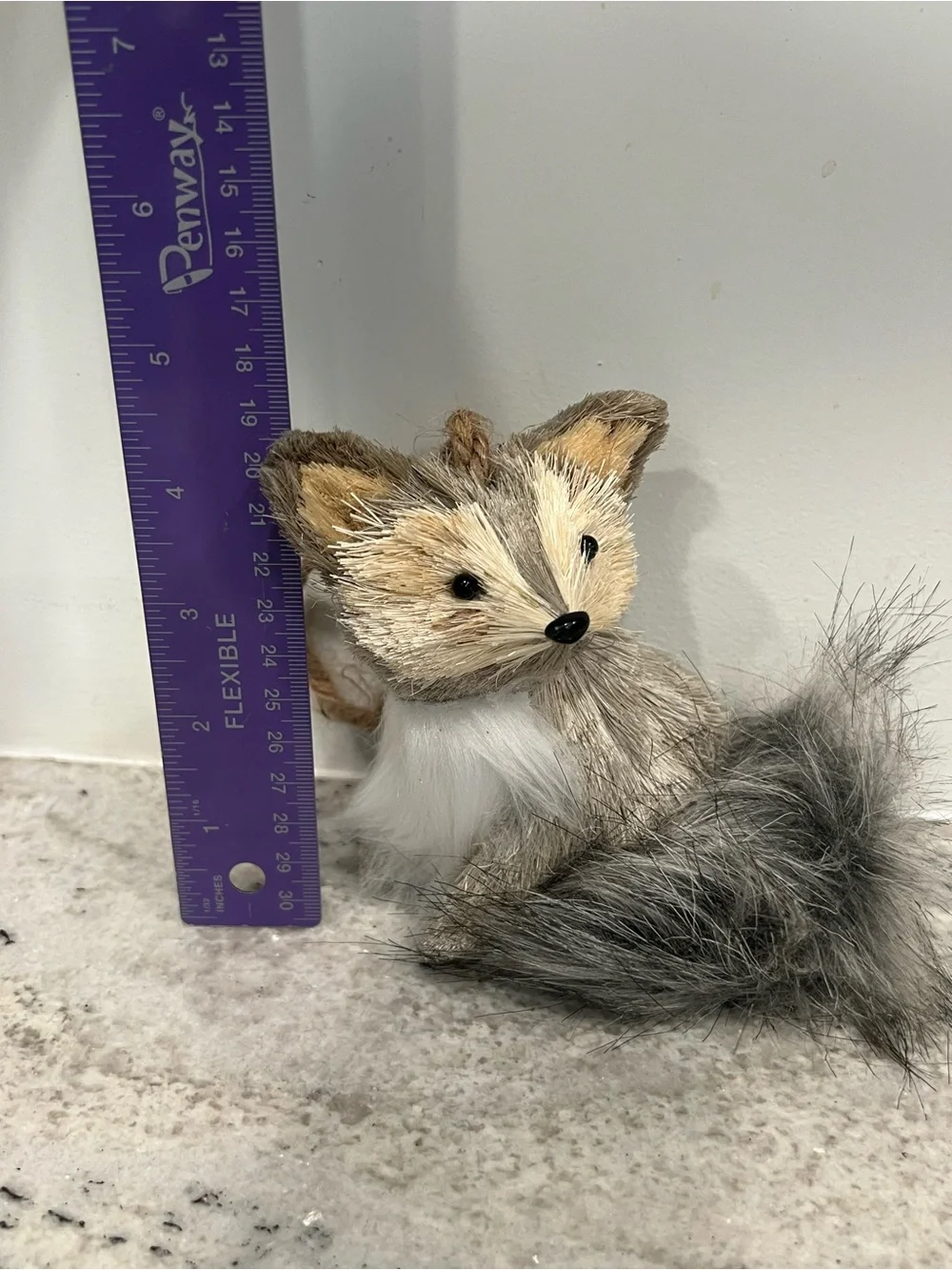 Large Plush Grey Fox ornament